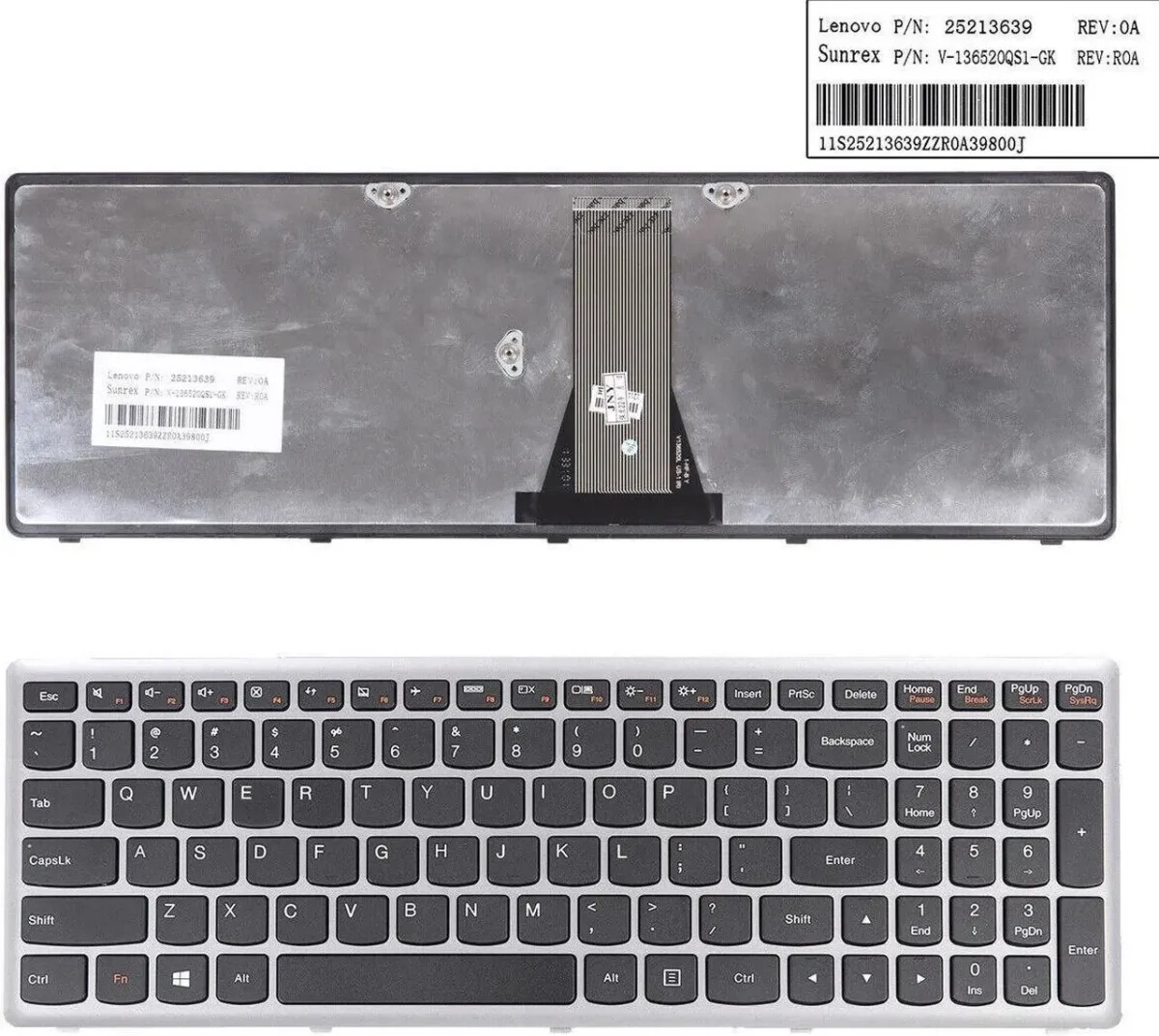 Lenovo IdeaPad G500S S500 Flex 15 Laptop Keyboard US Layout Silver Frame